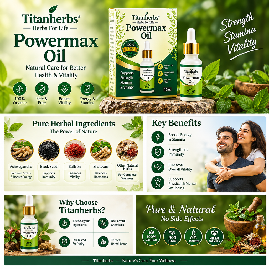 Titanherbs Powermax Oil 15ml – Herbal Oil for Strength, Stamina & Vitality