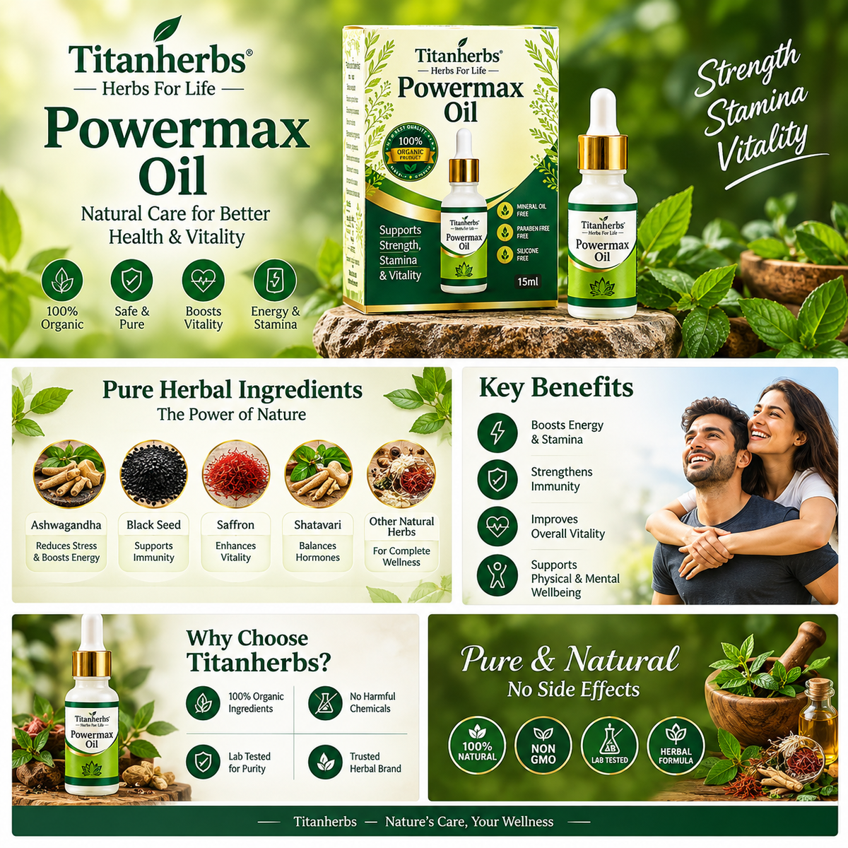 Titanherbs Powermax Oil 15ml – Herbal Oil for Strength, Stamina & Vitality